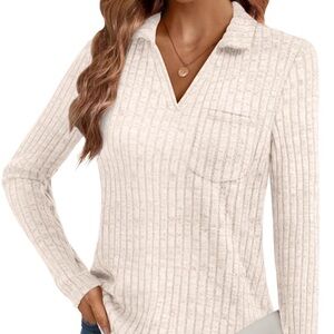 [🟡 Bundle 10 items for $25] 
Elegant V-Neck Cream Sweater